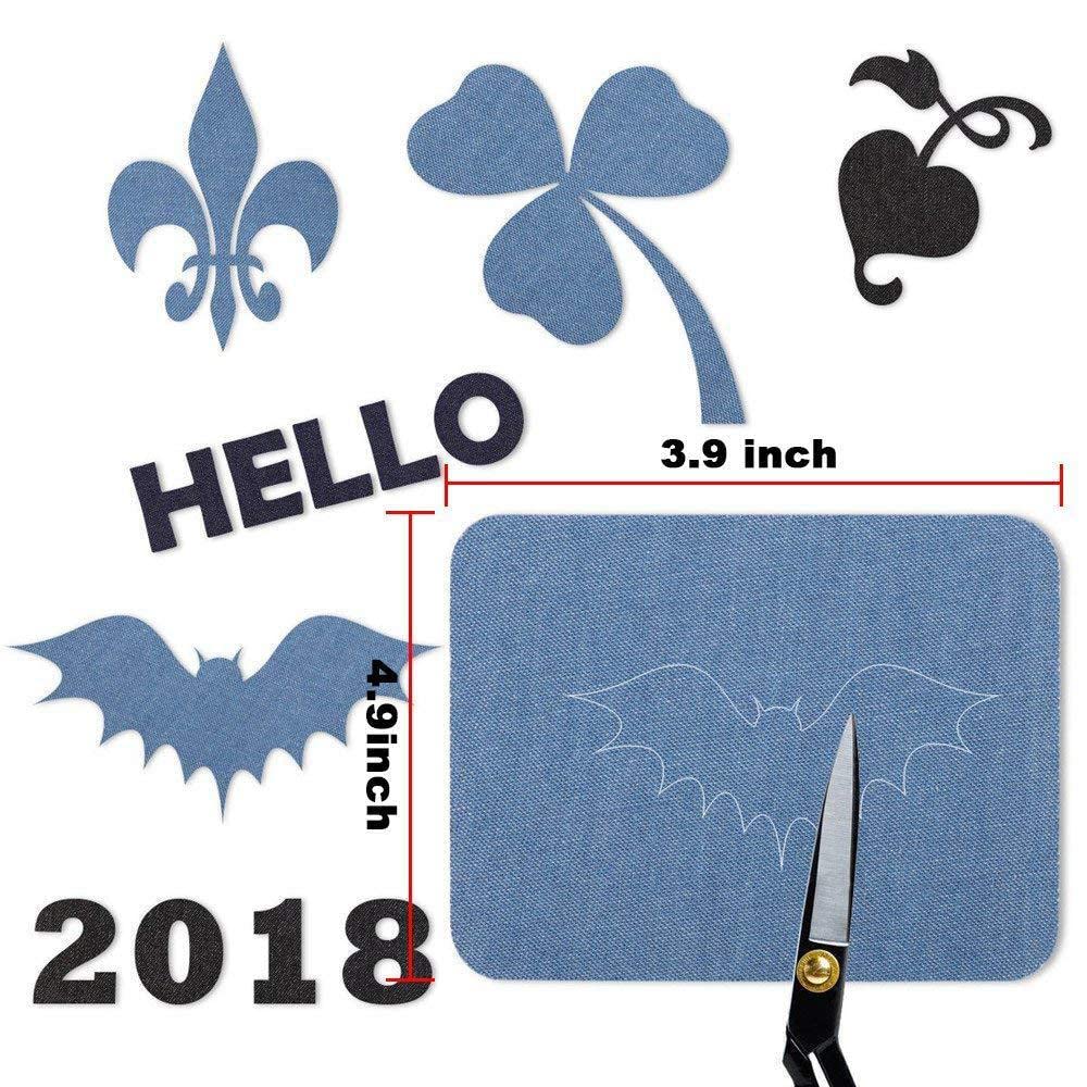 ZIBUYU Applique Patches Iron on Patches for Clothing Blue Denim Patches & 8pcs Cartoon Applique Patches, with Needle and Thread Accessories ZIBUYU Applique Patches Iron on Patches for Clothing Blue Denim Patches & 8pcs Cartoon Applique Patches, with Needle and Thread Accessories